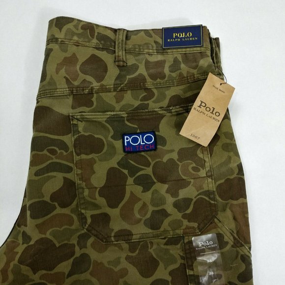 Polo Ralph Lauren Men Hi Tech Camo Pants Size 32 Army Reflective Trim Carpenter - Picture 1 of 8